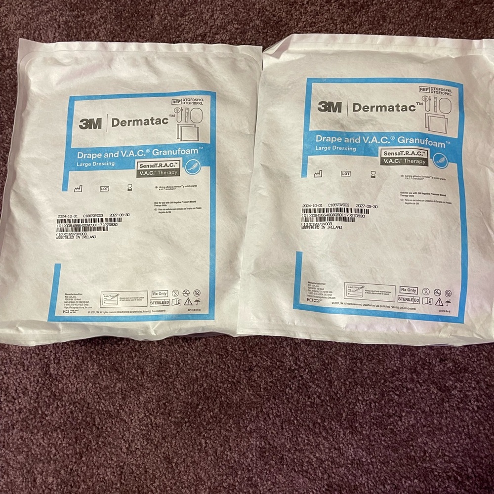 2. Dermatac Drape and V.A.C. Granufoam Large Dressing - White.   New!